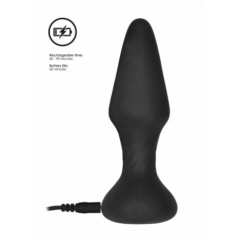 Черный анальный вибромассажер N 81 Rechargeable Remote Controlled Butt Plug - 14 см.