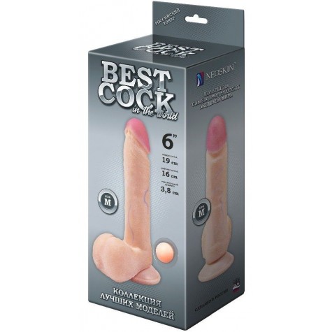 Телесный фаллоимитатор на присоске BEST COCK 6 - 19 см.