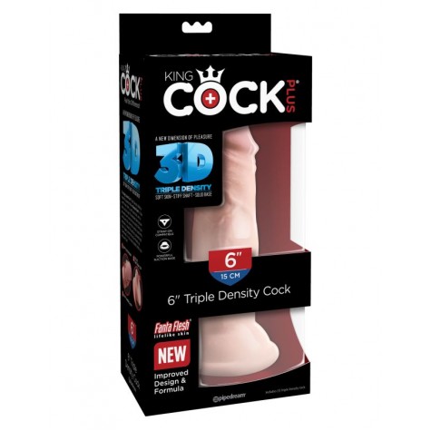 Телесный фаллоимитатор на присоске 6" Triple Density Cock - 18,4 см.