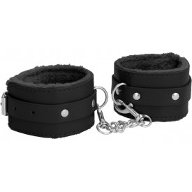 Черные наручники Plush Leather Hand Cuffs